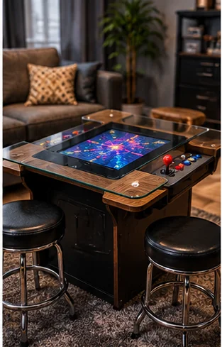 Best Cocktail Arcade Table for Home: Seating, Screen Angle and Two-Player Reality editorial home arcade image